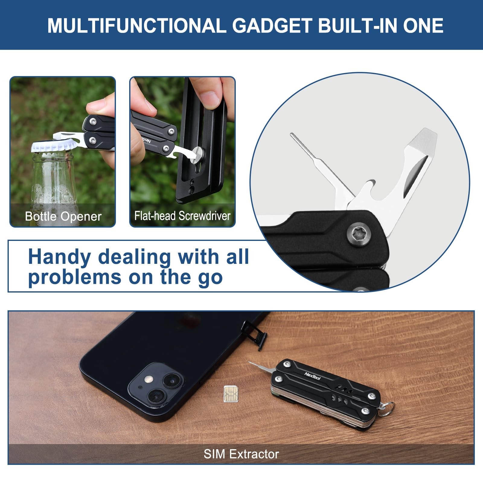 Mini Multitool – 9 in 1 Keychain Multitool with Needle Nose Pliers, Scissors,…