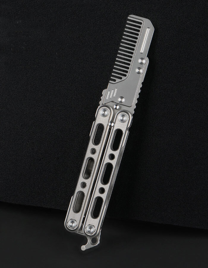 Outdoor Titanium Pocket Folded Comb Replaceable Blade Portable Practice EDC Tool