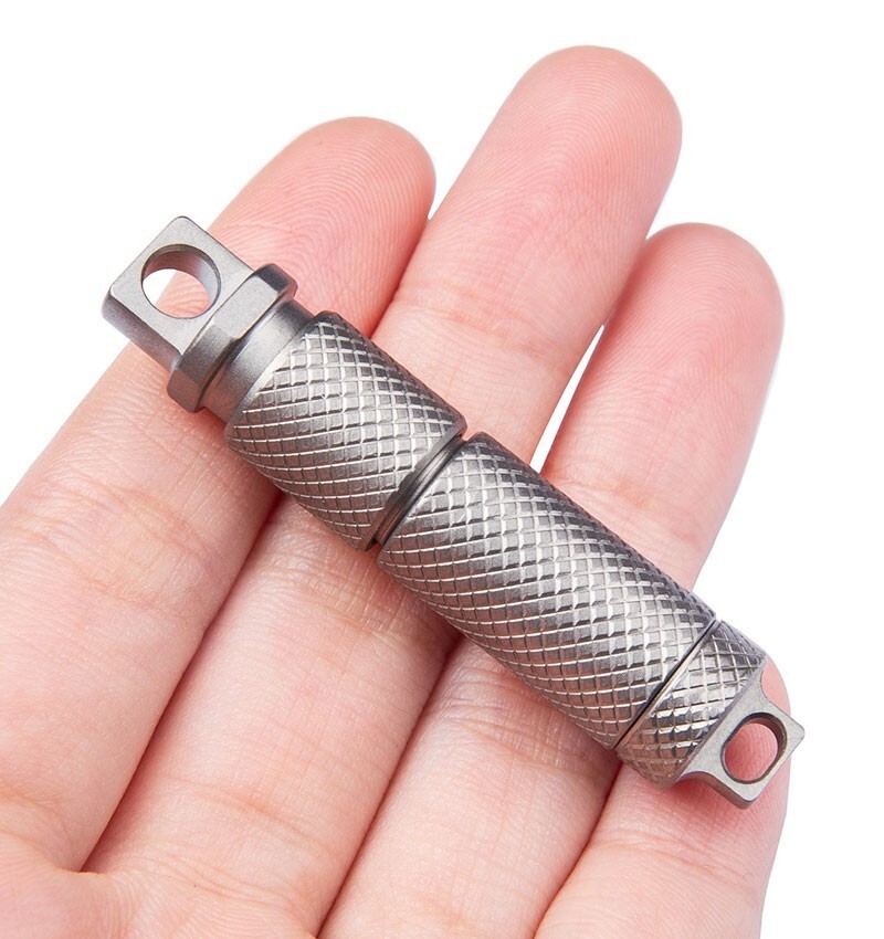 Mini Titanium Alloy Waterproof Case Portable Keychain Pendant EDC Multi Tool