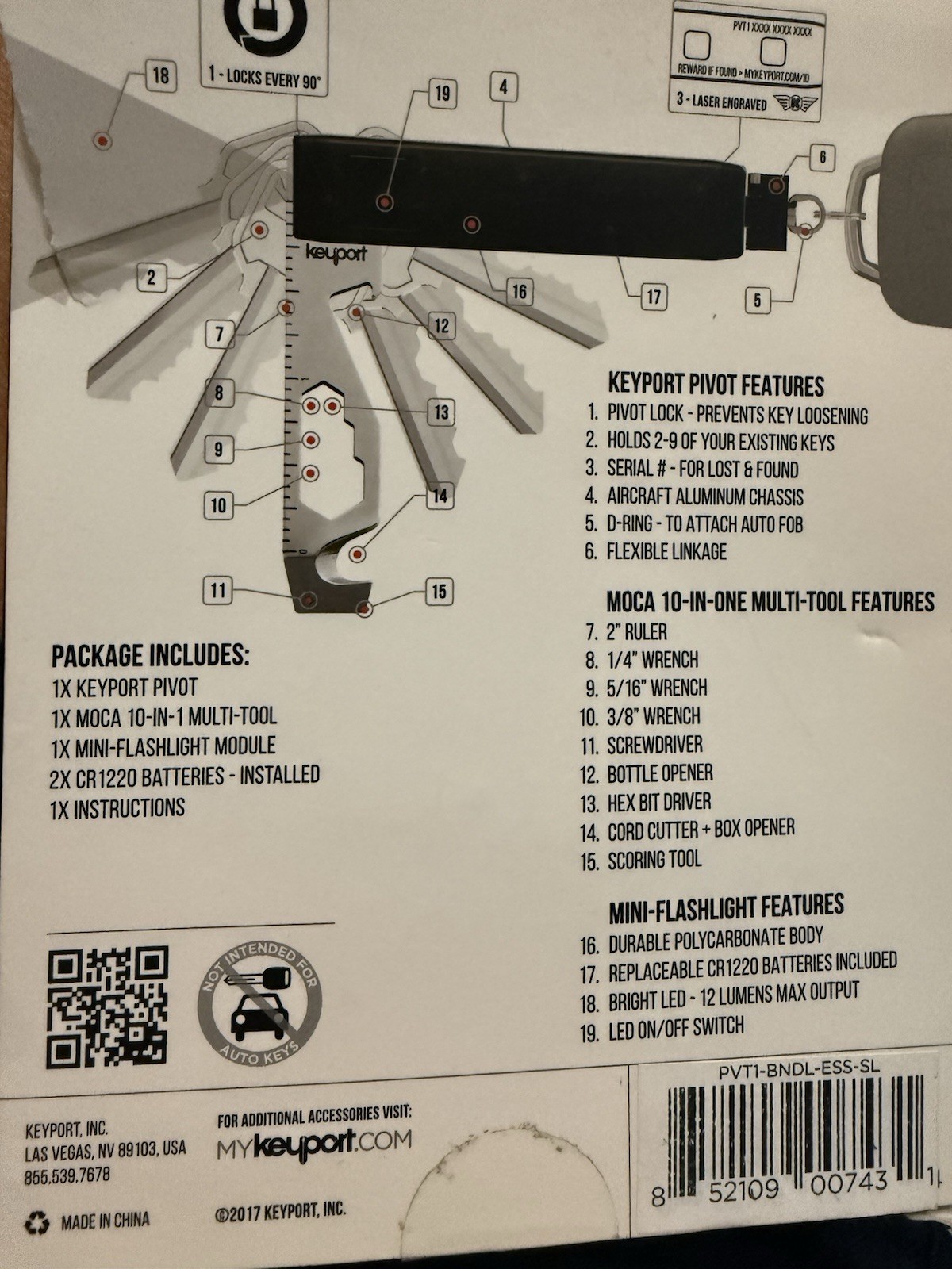 Keyport Pivot Essential Bundle Key Holder Multi Tool & Flashlight New Open Box