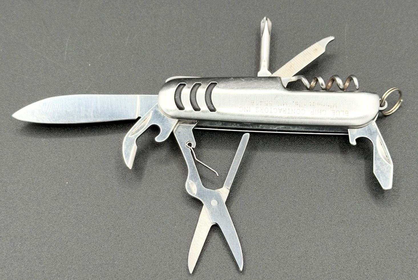Blue Chip Contractors Minneapolis Advertising Pocket Knife Vintage Multi Tool