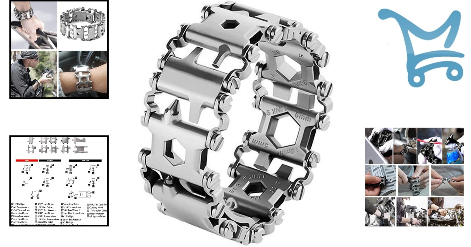Multitool Bracelet 29 in 1 Stainless Steel Outdoor Travel Men Watch Strap
