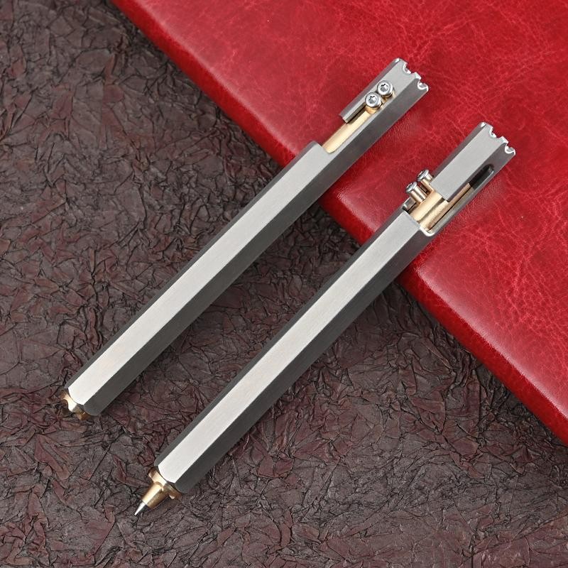 1pc Hexagonal Stainless Steel Tactical Pen Multi Tool Glass Breaker Writing Edc