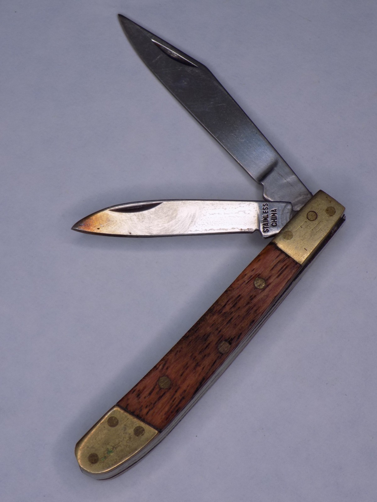 Wood Handle Pocket Knife w/ 2 Blades 2″ Stainless