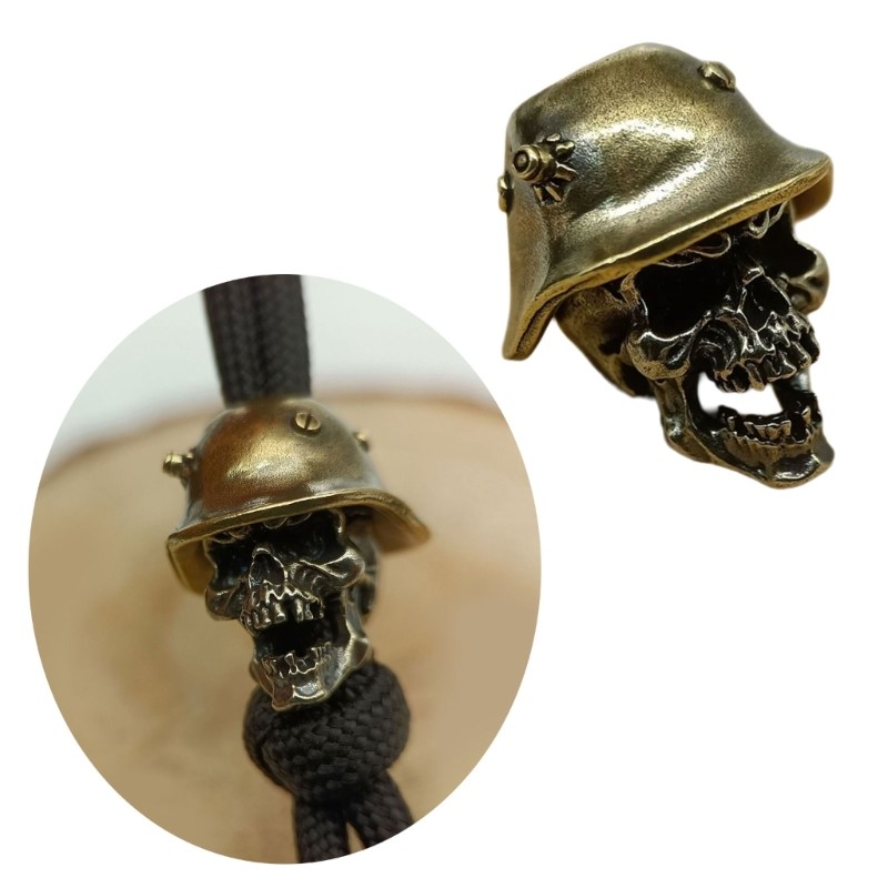 Vintage Skull Soldier Paracord Beads Brass Charm Beads DIY Paracord Accessories