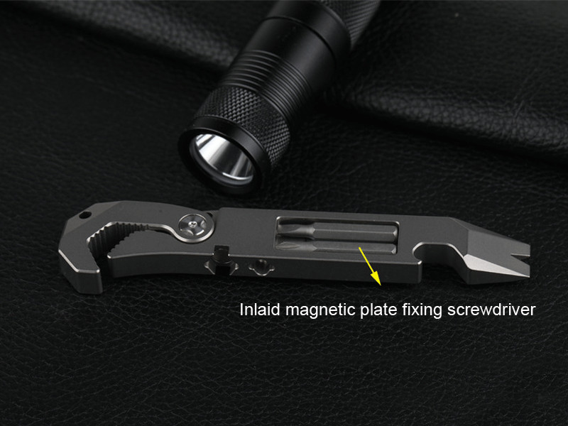 Titanium Crowbar Pry Bar Wrench Spanner Bottle Opener Clip Quality Tool New TC4