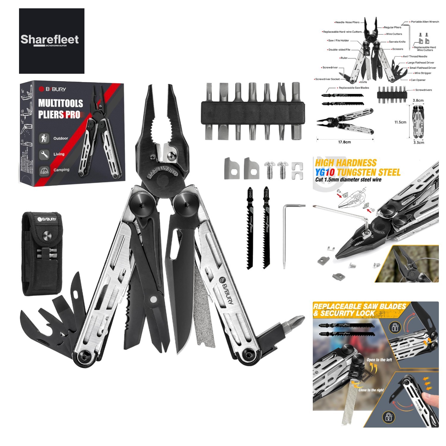 Gift for Men, Multitools, Outdoor Multi Tool Folding Pliers with Verbes…