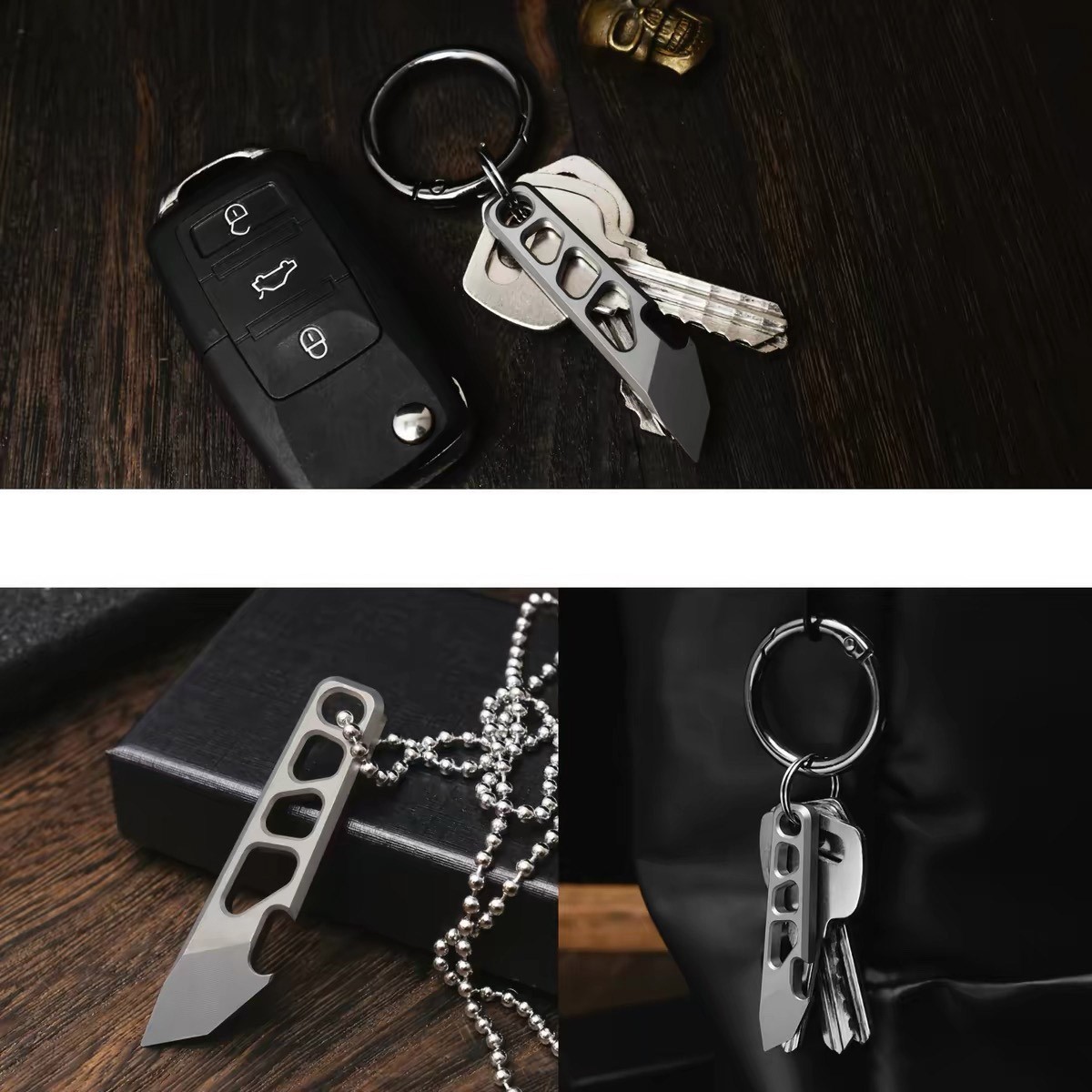 EDC Titanium Alloy Multi Tools Pry Bar Crowbar Bottle Opener Keychain Pendant