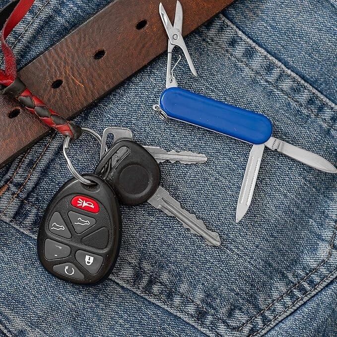 MAXAM Mini 2″ Multi-Tool Pocket Knife With File and Scissors – Blue