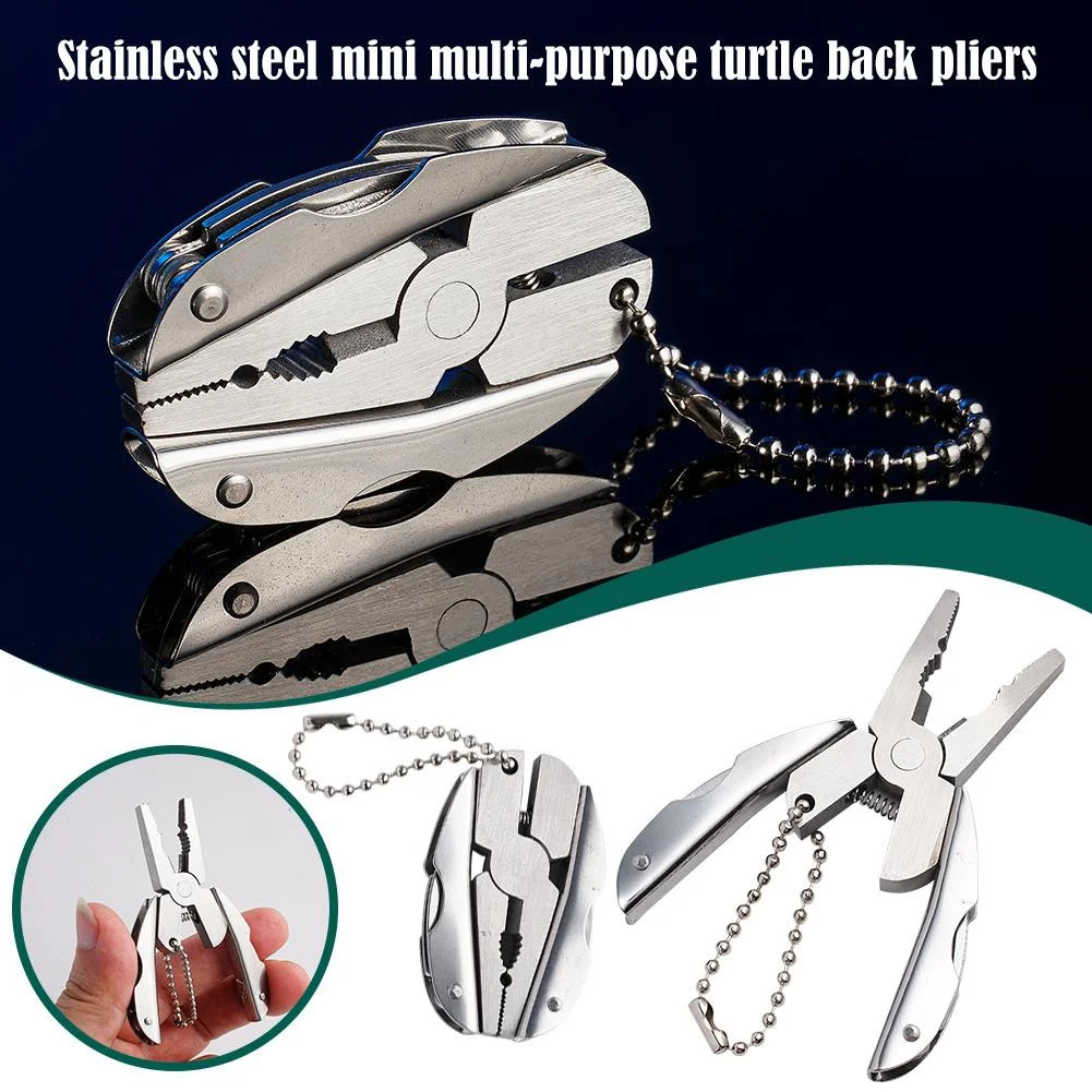 Portable Multi-Tool Pliers Combo Knife Bit ScrewDriver Keychain -Stainless Steel