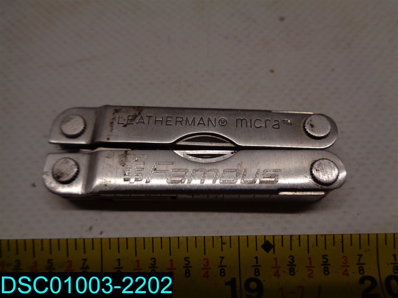 used item- Leatherman Micra USA Multi Tool Scissors Plain Edge Knife *Silver