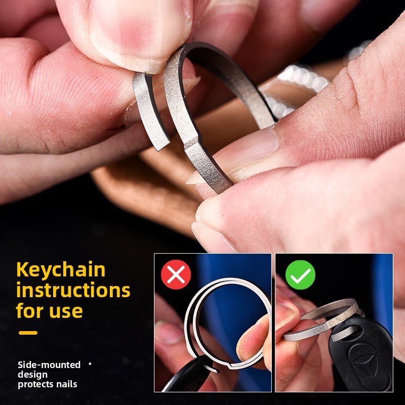 10pcs TC4 Titanium Alloy Key Ring Side Push EDC Split Rings Keychain Car Loop