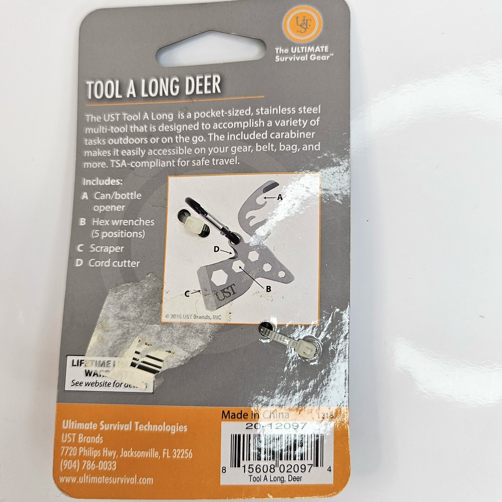 UST Tool A Long Deer Ultimate Survival Gear Camping Bottle Opener/Hex Wrench
