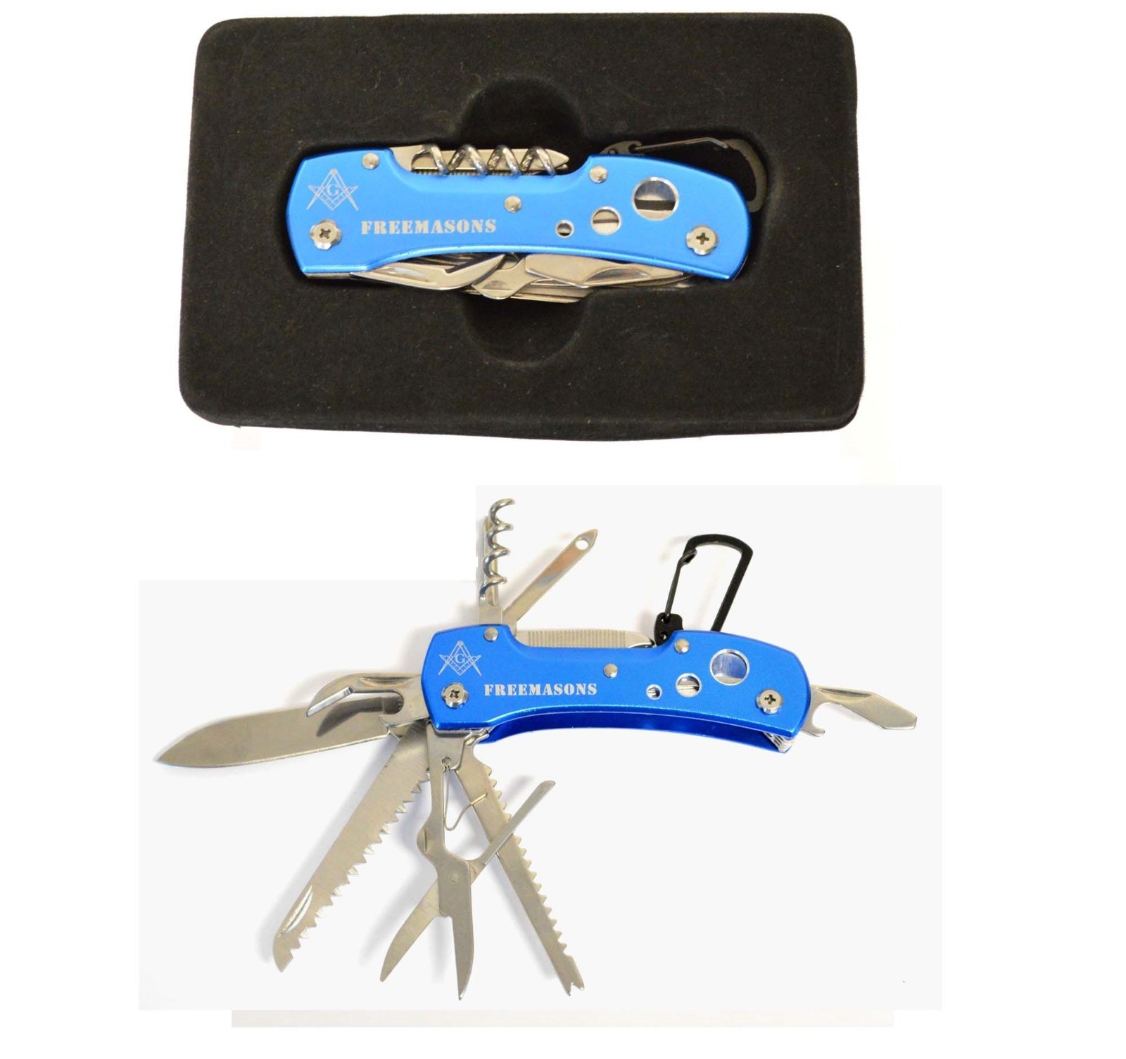 6″ Masonic Multi Function 13 in 1 Aluminum Rescue Knife – Freemasons Gift Boxed