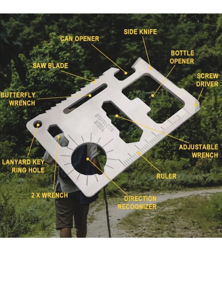 Lot of 3 Survival Multi Tools Credit Card Pocket Tool Camping Hiking Key 11 in 1