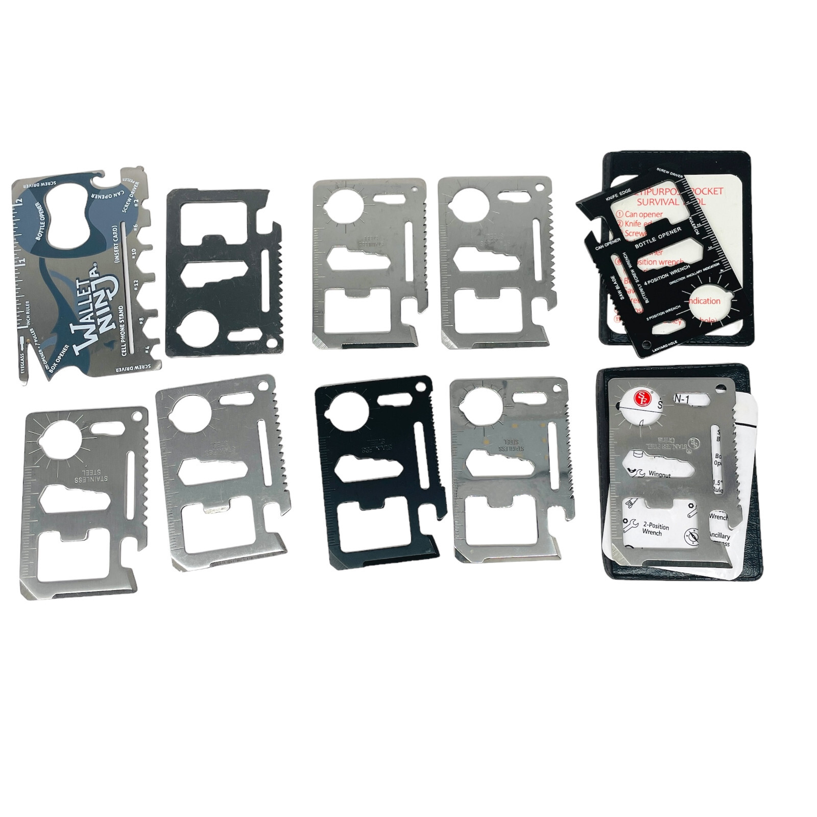 10Pc Stainless Steel CreditCard Knife 11 in 1 MultiPocket Survival Camping Tools
