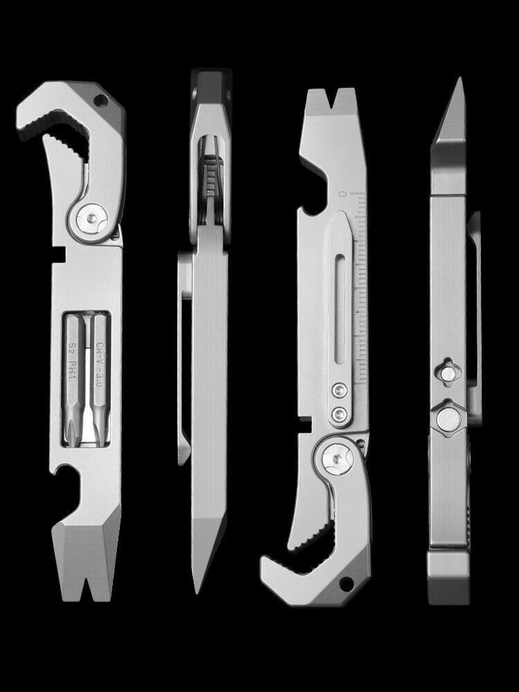 TC4 Titanium Crowbar Pry Bar Wrench Spanner Bottle Opener Clip Quality EDC Tool