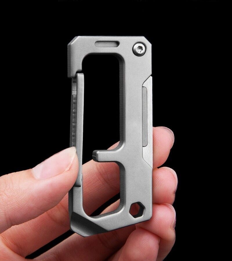 Titanium Multi Tools EDC Keychain Carabiner Folding Utility Knife Scalpel Blade