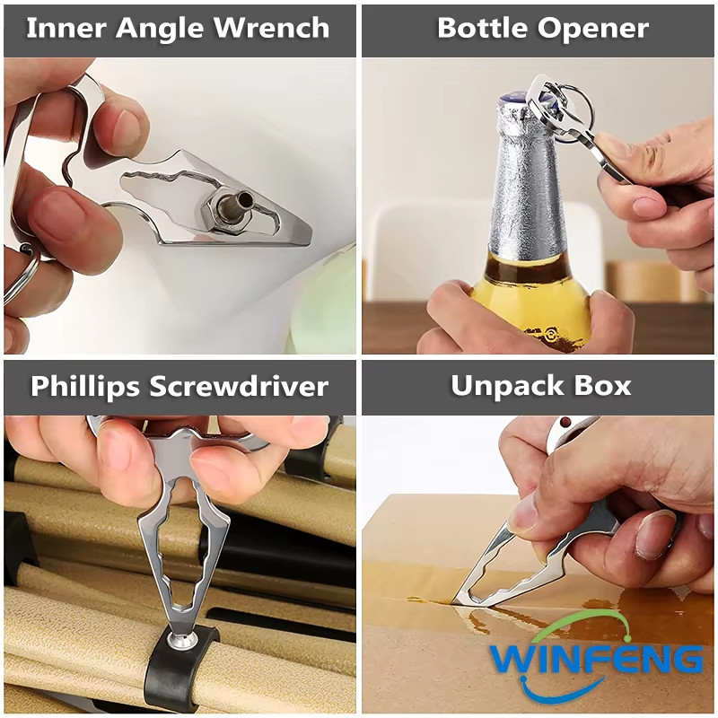 Multi-Functional Self Defense EDC Tools Keychain Wrench Bottle Opener Emergency