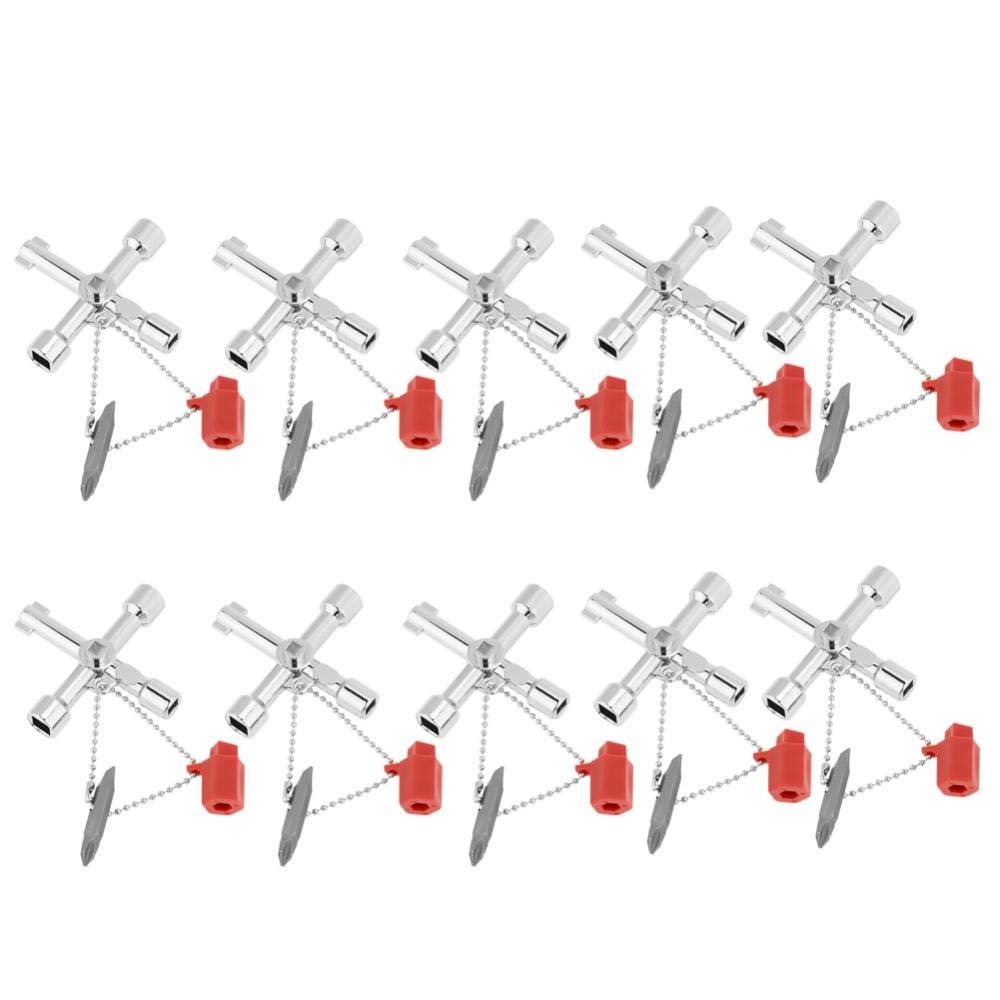 10pcs Universal Intersect Key Multifunctional 4 Way Intersect Key Wrenches fo…