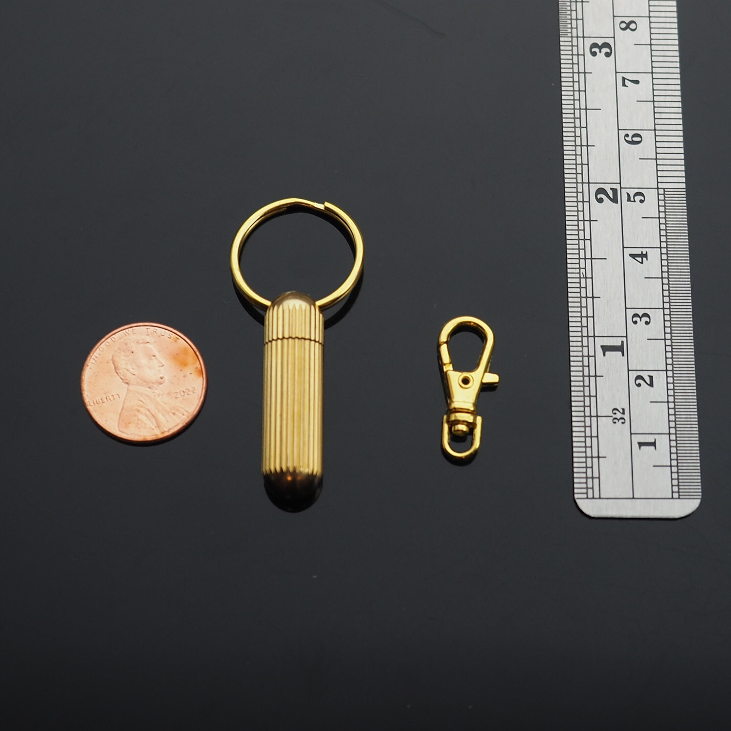 Mini Zipper Pull Brass Capsule Box Cutter Knife Pocket Keychain Key Ring Clip