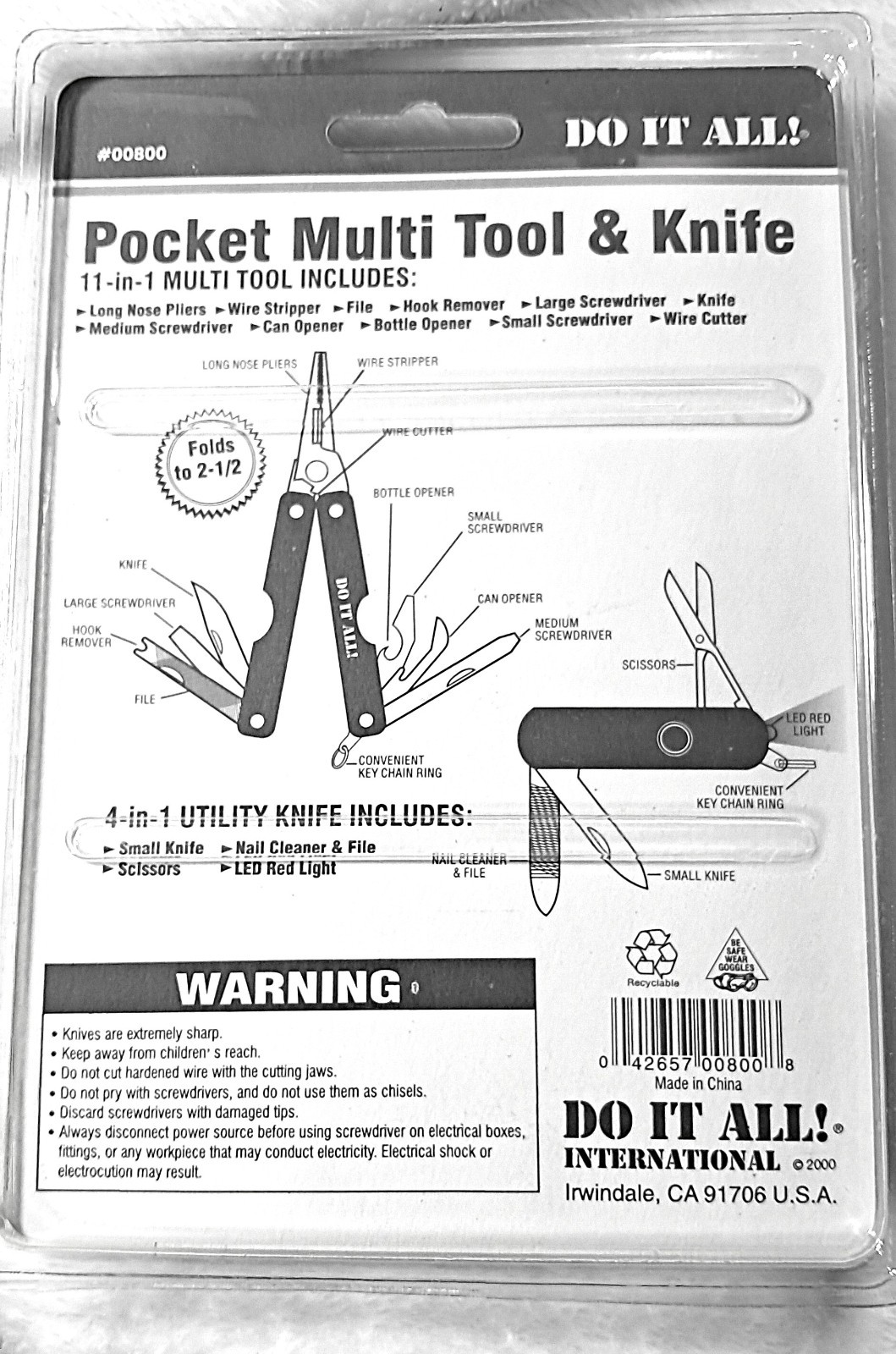 Knife + Multi 15 Function Tool Pliers Set Survival Set Work Camp Fish Auto Gift