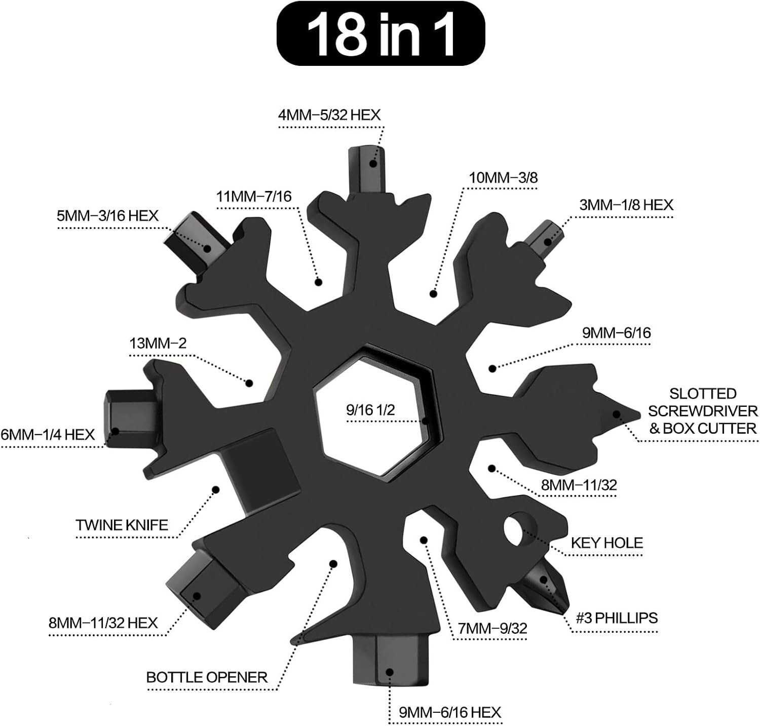 Multi Tool 2 Pack 18 Tools in 1 Snowflake Hand Tools
