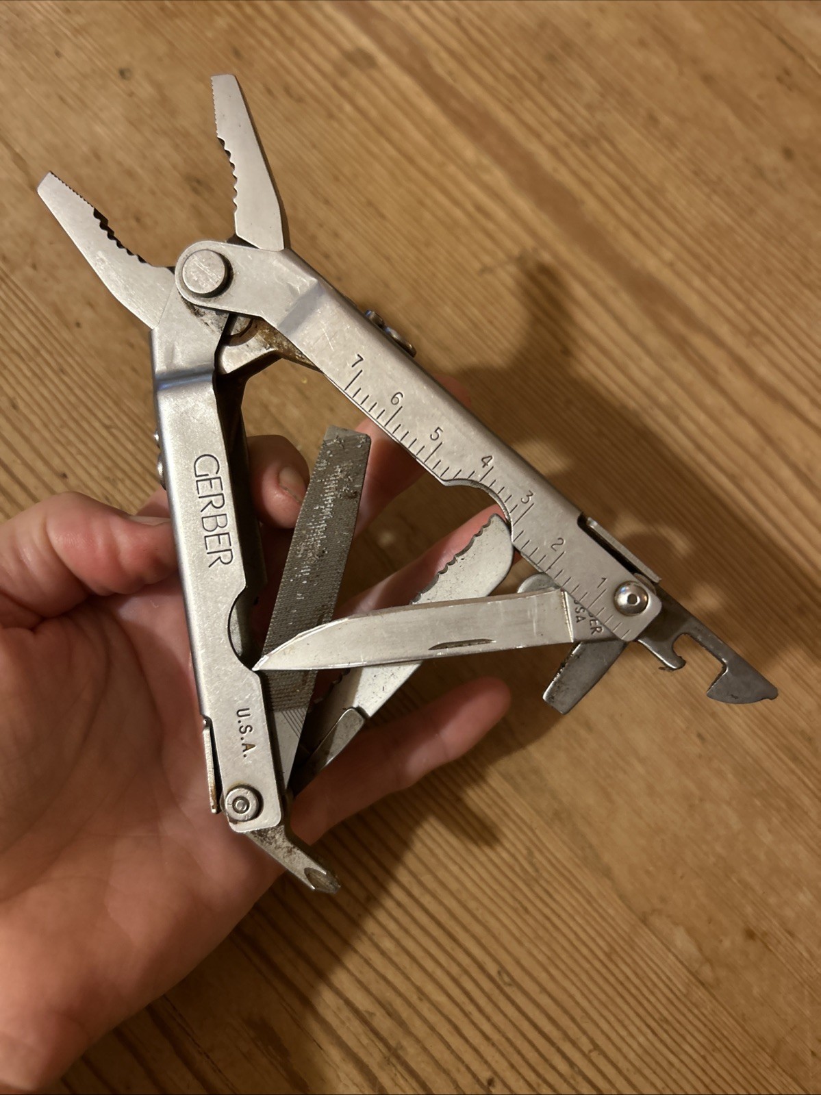 Vintage Gerber Multitool Knife Tools 8 Piece Army Pliers Ruler Misc USA Pat Pend