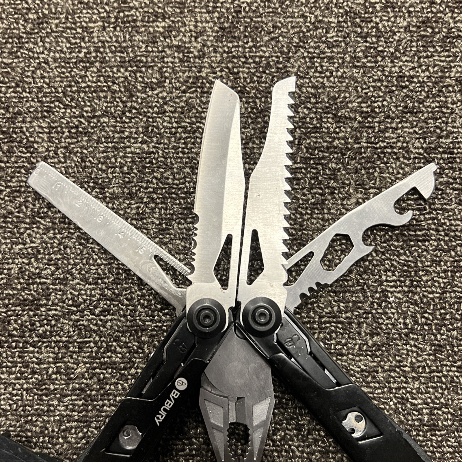 B/Bury Multi-Tool File Pliers Screwdrivers Glass Break