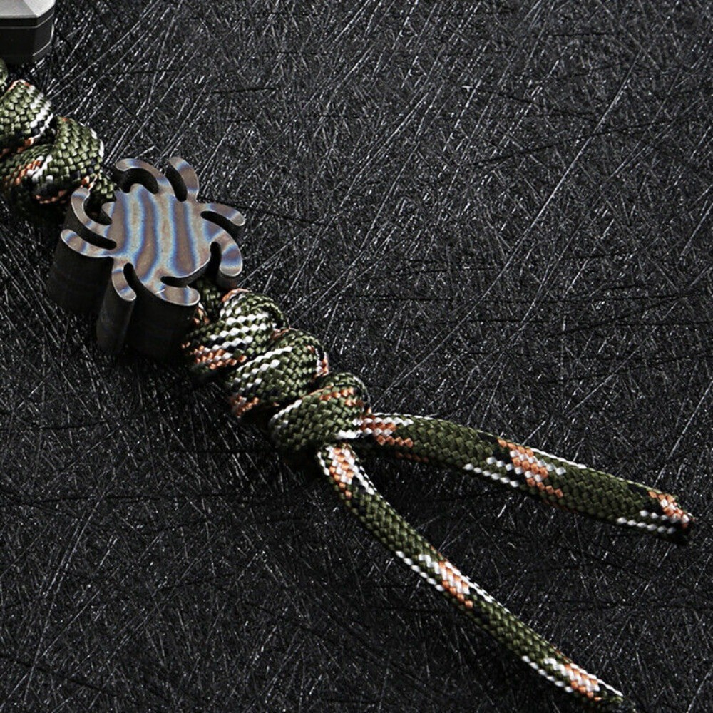 Titanium Alloy Folding Knife Handle Lanyard Bead EDC Tool Umbrella Rope Pendant