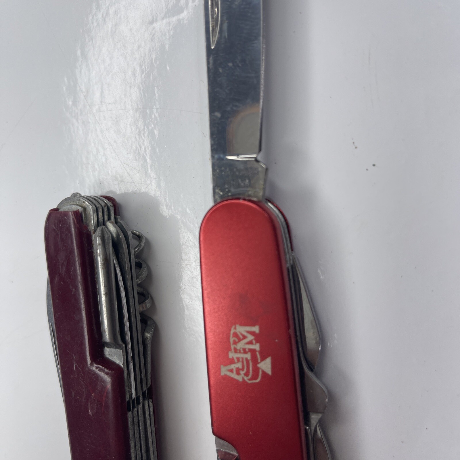 A8 Lot 2 Red Army Fold Utility Pocket Knife Stainless AIM Colorado Repair On Lt