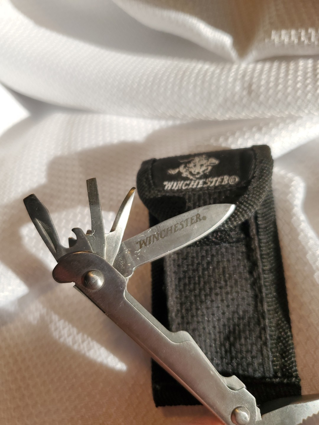 Winchester Multitool With Canvas Belt Case Knife Pliers Saw Screwdriver Punch