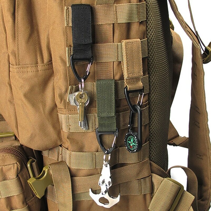 Tactical Molle Nylon Knapsack Keychain Waist Bag Triangle Backpack Hook Buckle