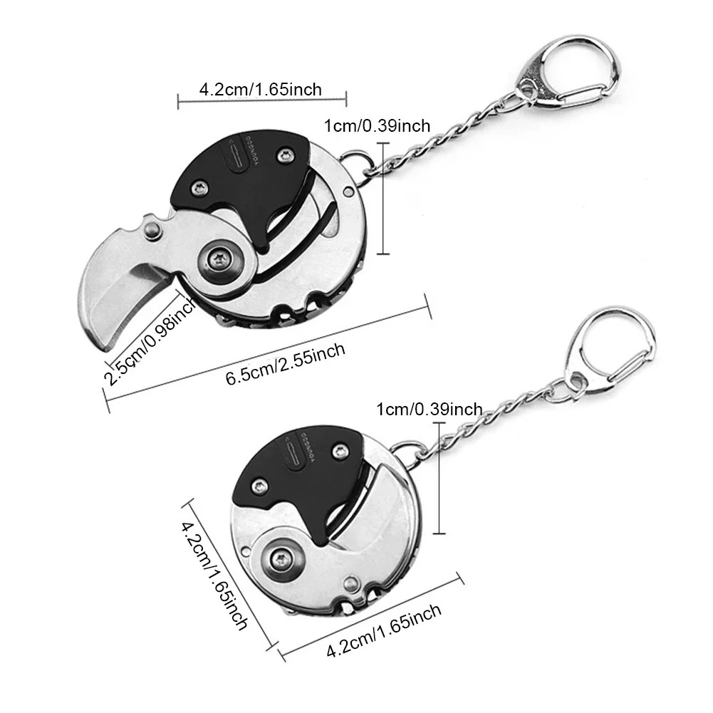 Multifunctional EDC Keychain Screwdriver Hex Coin Folding Pocket Tool