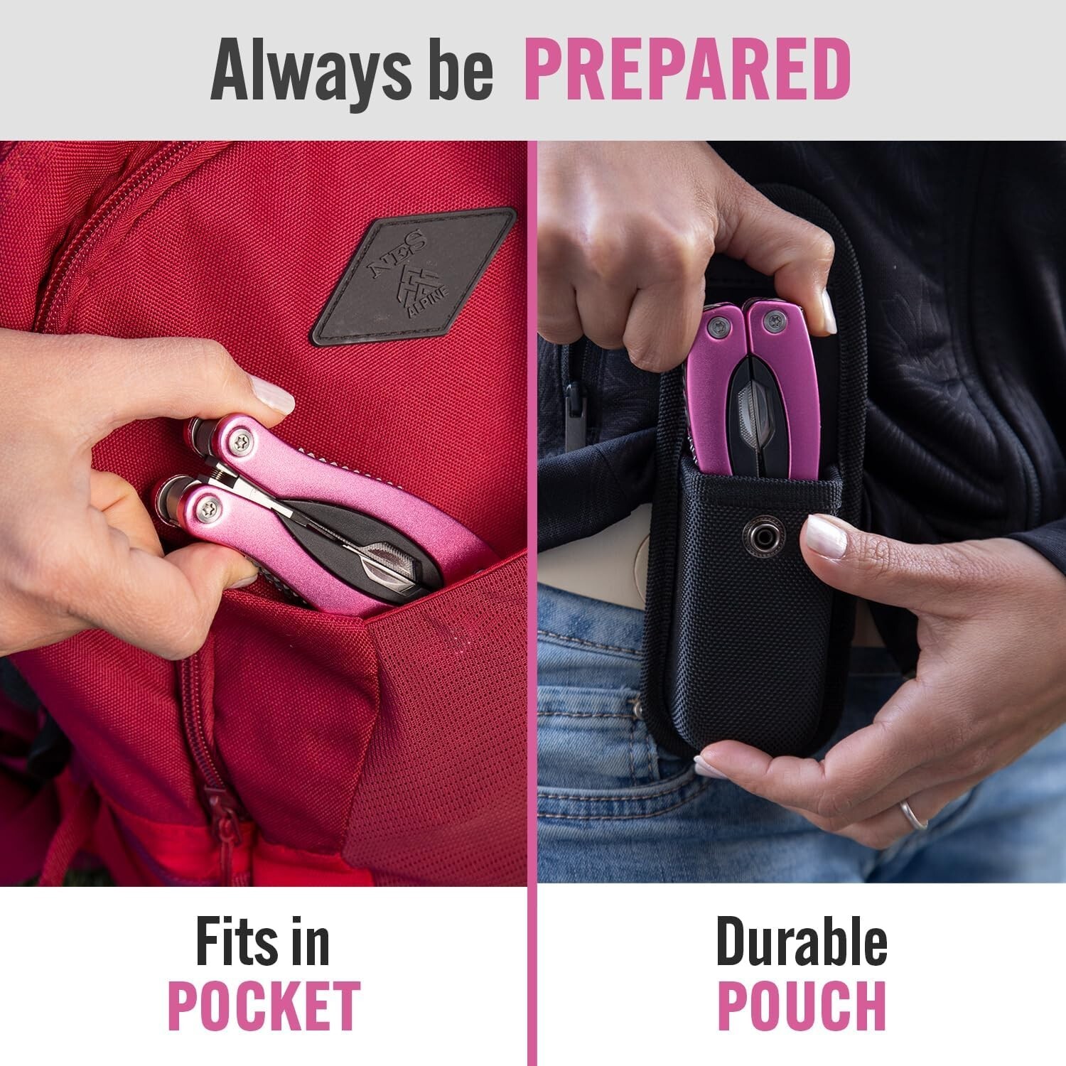 Compact 15-in-1 Pink Multi-Tool – Essential for Home & Outdoor Adventures