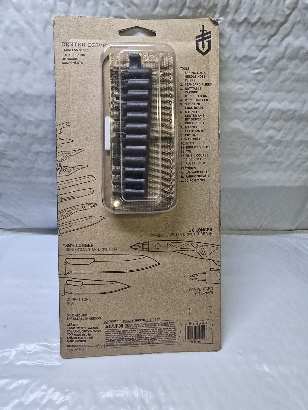 Gerber Blades, 14 Tools, Center-Drive Multi Tool + Sheath 31-003412 New Sealed