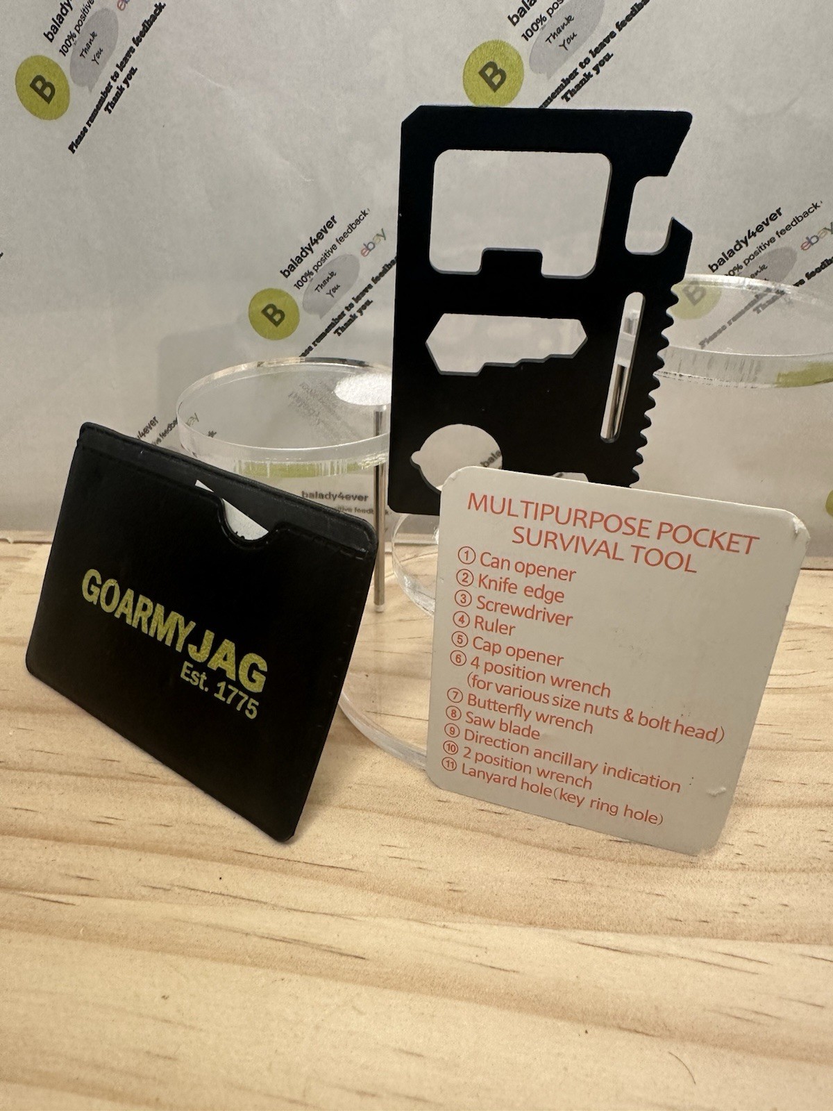“GO ARMY Jag Est. 1776” Branded 11 in 1 Multi-tool Survival Credit Card