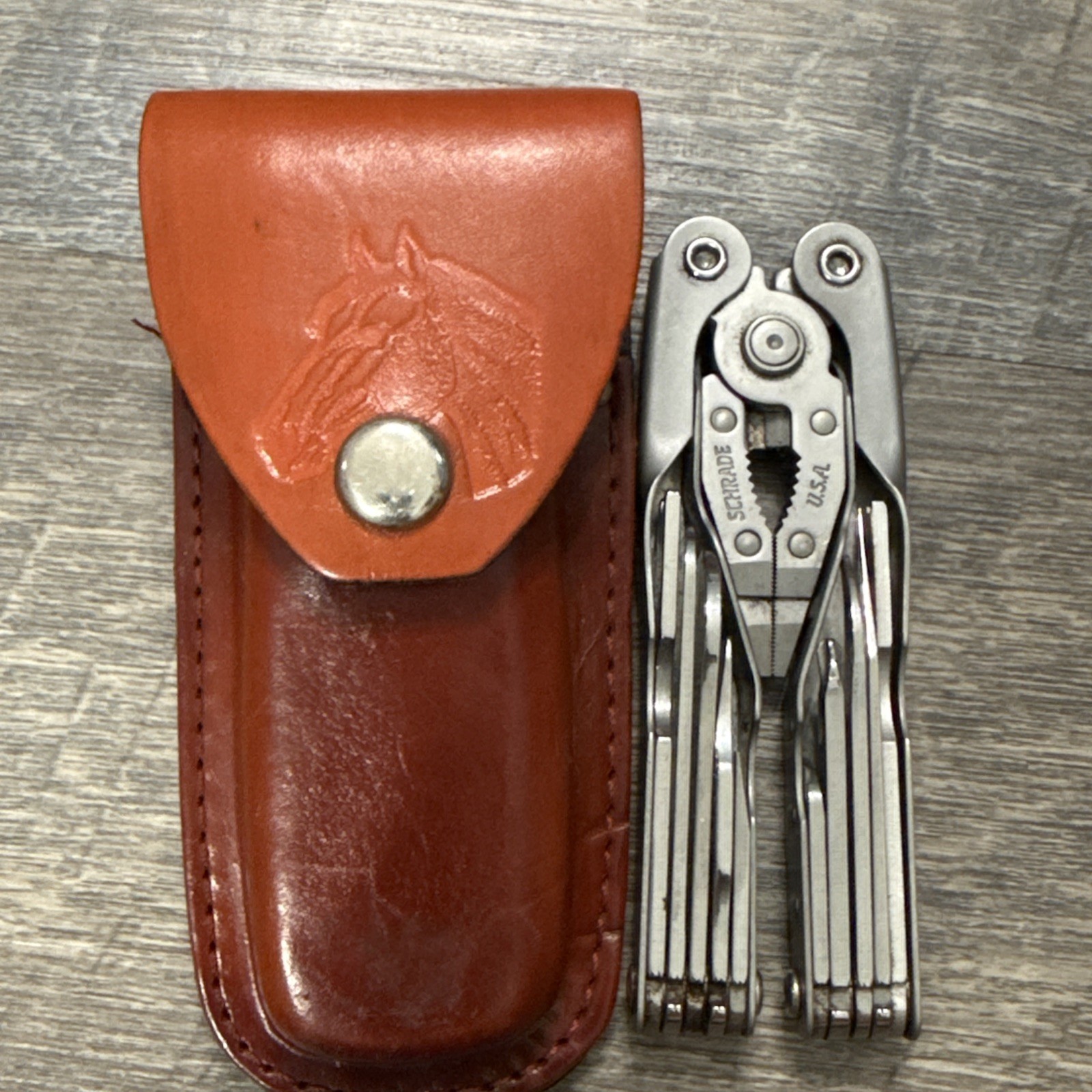 Schrade Tough-Tool Multi-Tool Pliers Knife with Leather Sheath! Made In USA
