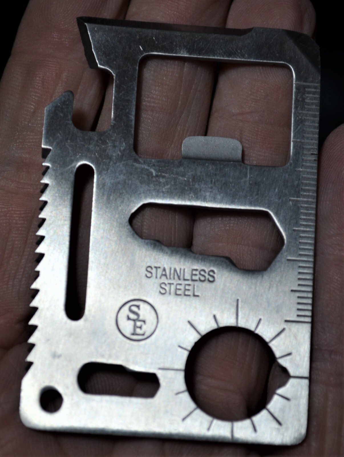 SE Wallet Multi Survival Tool Stainless Steel Credit Card Size Thin 11 in 1