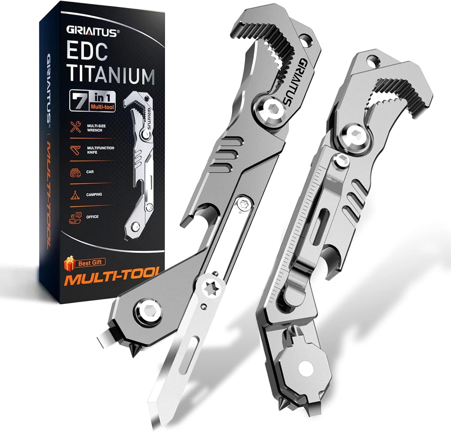 Compact 7-in-1 Multitool with Knife, Wrench, and Window Breaker – Gift for Him