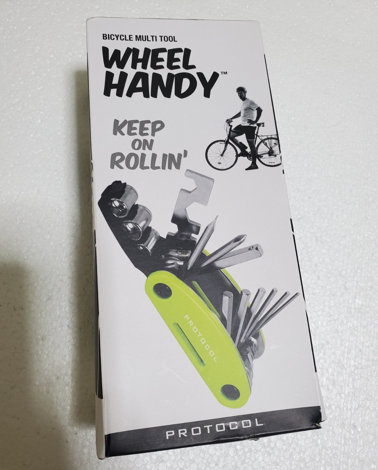 Protocol Wheel Handy Bicycle Multi Tool Neon Green New 15 Functions Nylon Case
