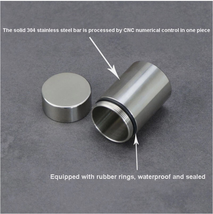 EDC 304 Stainless Steel Waterproof Pill Case Capsule Seal Container Storage Box