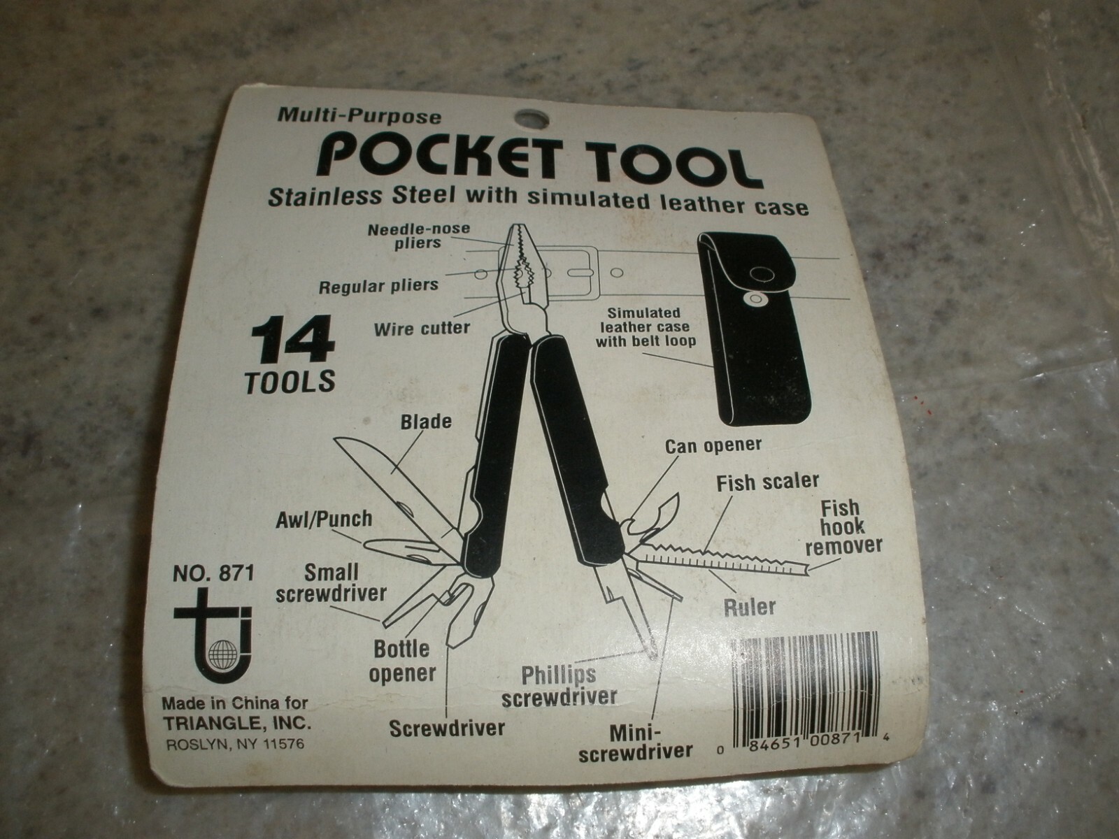 NEW Multi Purpose Pocket Tool Stainless Steel with Leather Case 14 Tools (O2)
