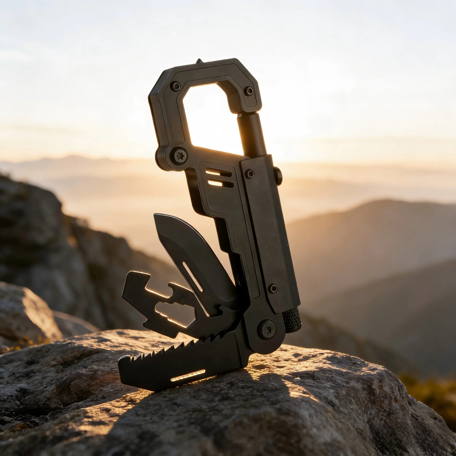 Outdoor Folding Knife EDC Multi Tool Carabiner Camping Survival Gear free ship