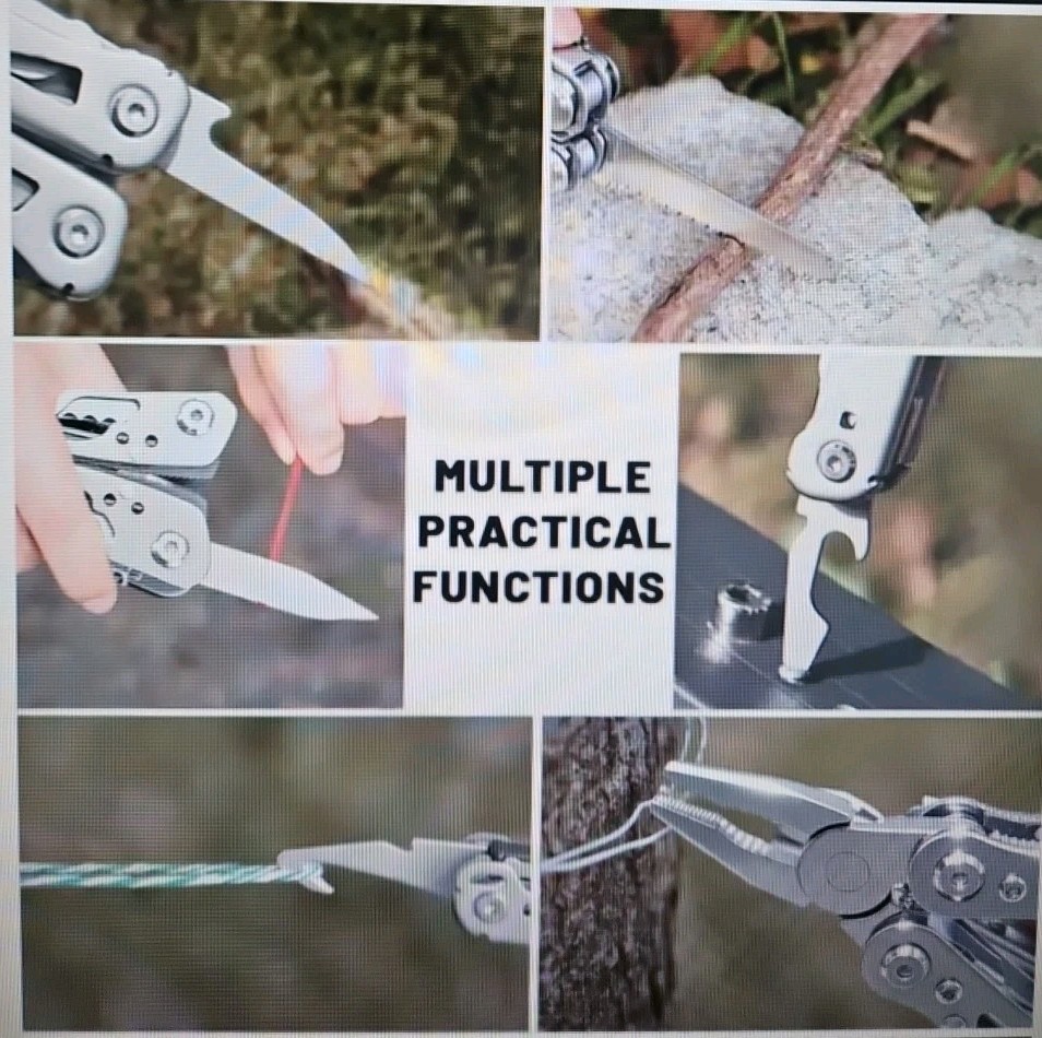 New! Stainless Steel Multi tool, Pliers, Wire Cutters, Screwdrivers, etc….