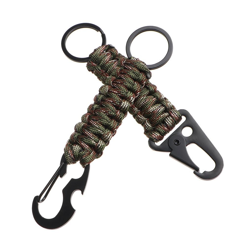 Outdoor Paracord Keychain Carabiner Survival Clip Camping Bottle Opener Tool