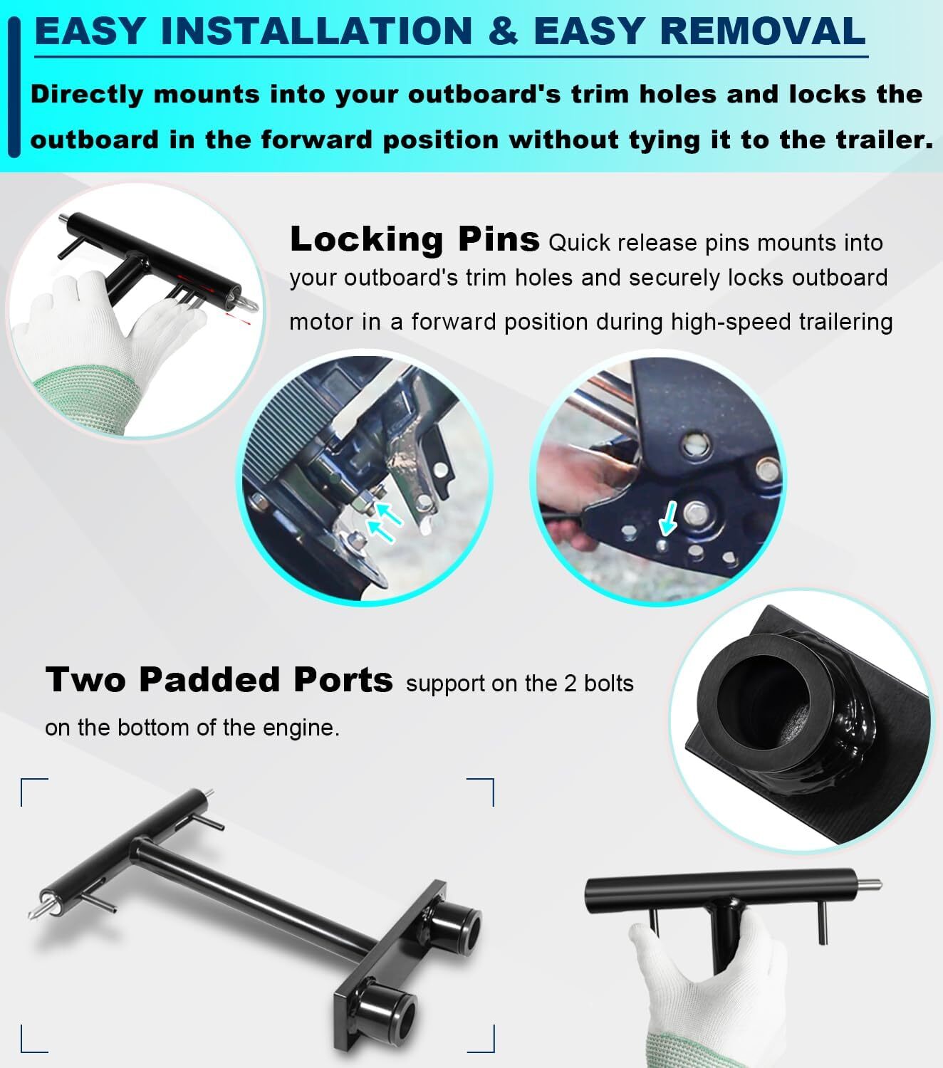 10107 Lock N’ Stow Transom Saver For Mercury Outboard Trailering Motor Support