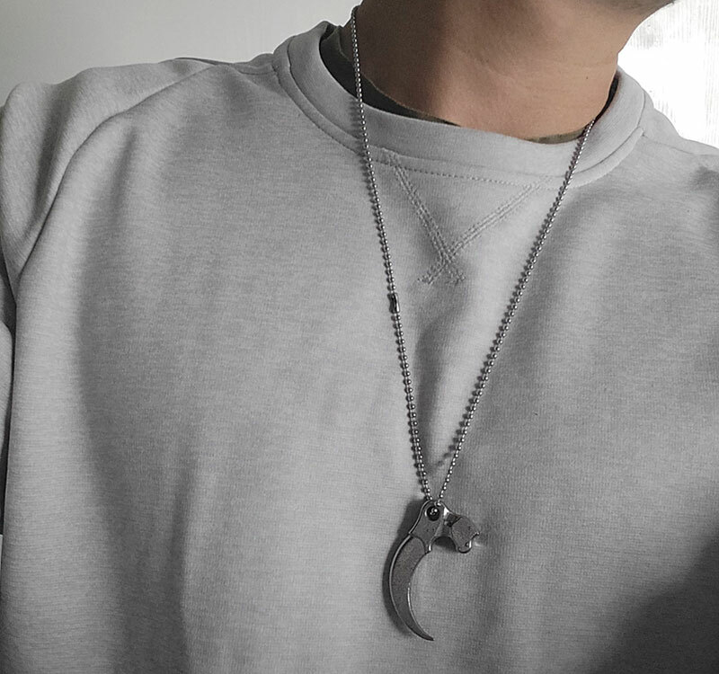 Stainless Steel Keychain Eagle Claw Necklace Pendant Bead Unpacking Box Tool