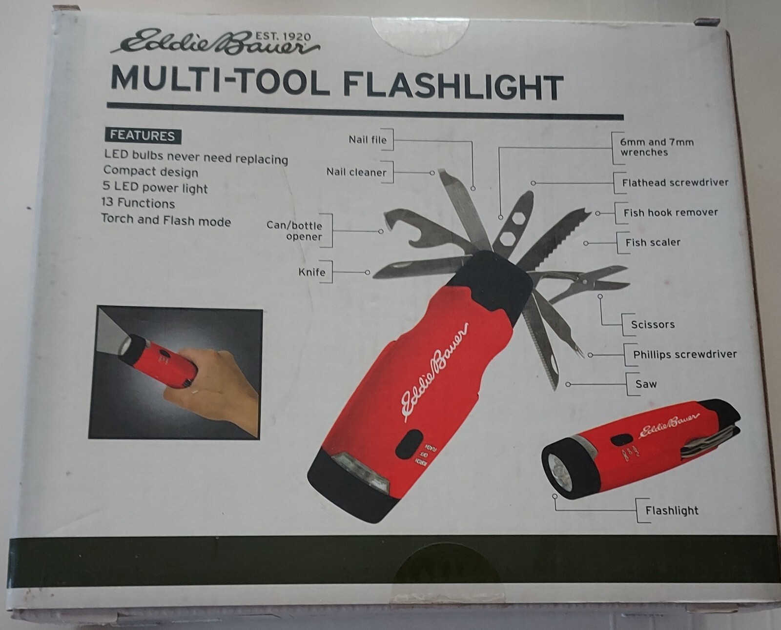 Eddie Bauer Multi-tool 12 Function Multipurpose Flashlight NIB