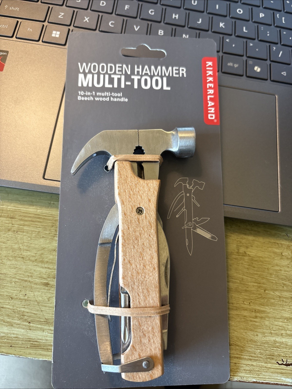 Kikkerland 10-in-1 Wood Hammer Multi-Tool New In Package